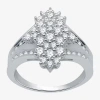 Fine Jewelry Womens 1 Ct. T.w. Natural White Diamond Sterling Silver Cocktail Ring In Transparent
