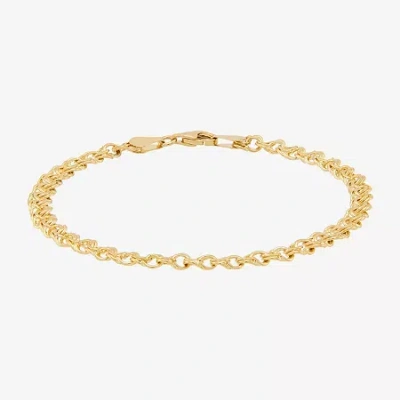Fine Jewelry Womens 10k Gold 7.25 Inch Hollow Fashion Chain Bracelet In Transparent