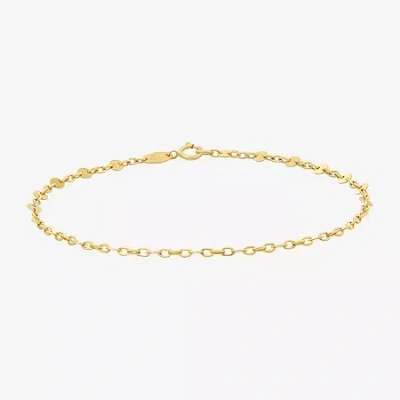 Fine Jewelry Womens 10k Gold 7.25 Inch Solid Link Chain Bracelet In Transparent
