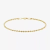 Fine Jewelry Womens 10k Gold 7.5 Inch Hollow Rope Chain Bracelet In Transparent