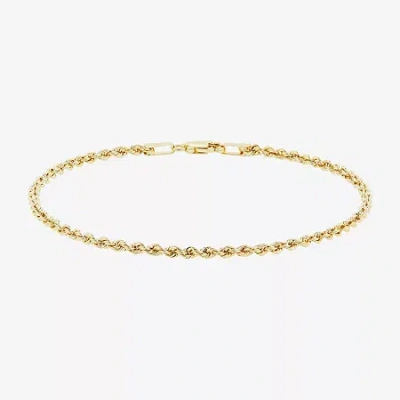 Fine Jewelry Womens 10k Gold 7.5 Inch Hollow Rope Chain Bracelet In Transparent