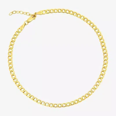 Fine Jewelry Womens 10k Gold 9 Inch Hollow Curb Ankle Bracelet In Transparent