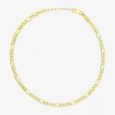 Fine Jewelry Womens 10k Gold 9 Inch Hollow Figaro Ankle Bracelet In Transparent