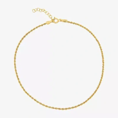 Fine Jewelry Womens 10k Gold 9 Inch Hollow Rope Ankle Bracelet In Transparent
