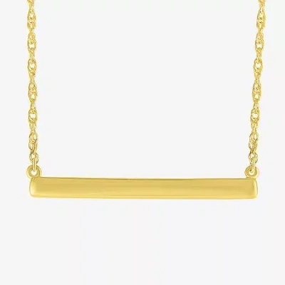 Fine Jewelry Womens 10k Gold Bar 18 Inch Pendant Necklace In Transparent