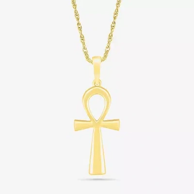 Fine Jewelry Womens 10k Gold Cross 18 Inch Pendant Necklace In Transparent