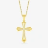 Fine Jewelry Womens 10k Gold Cross 18 Inch Pendant Necklace In Transparent
