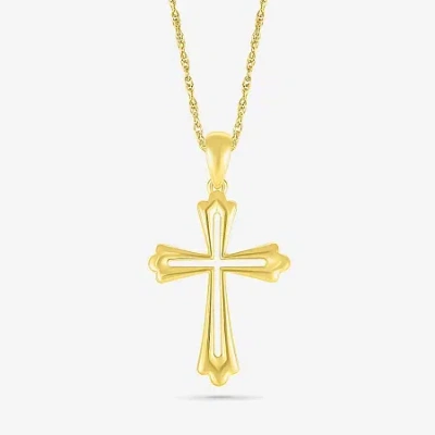Fine Jewelry Womens 10k Gold Cross 18 Inch Pendant Necklace In Transparent