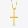 Fine Jewelry Womens 10k Gold Cross 18 Inch Pendant Necklace In Transparent