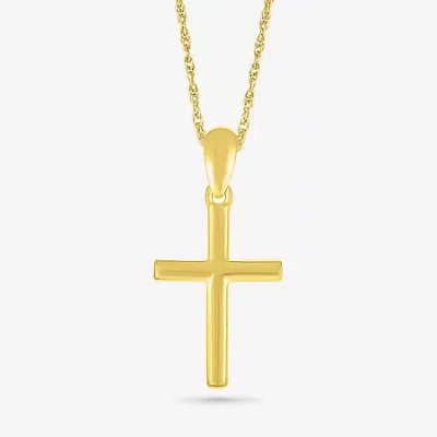 Fine Jewelry Womens 10k Gold Cross 18 Inch Pendant Necklace In Transparent