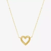Fine Jewelry Womens 10k Gold Heart 16 Inch Pendant Necklace In Yellow