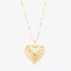 Fine Jewelry Womens 10k Gold Heart 18 Inch Pendant Necklace In Transparent