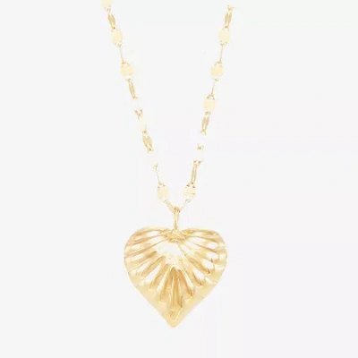 Fine Jewelry Womens 10k Gold Heart 18 Inch Pendant Necklace In Transparent