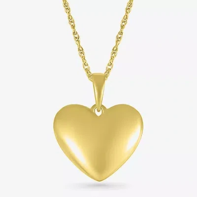 Fine Jewelry Womens 10k Gold Heart 18 Inch Pendant Necklace In Transparent