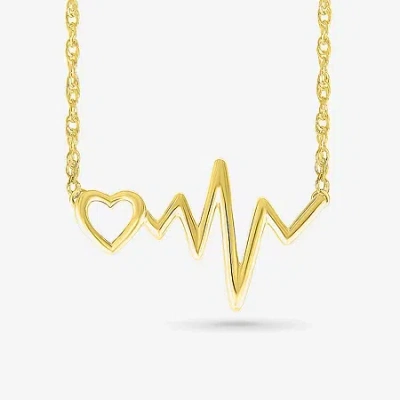 Fine Jewelry Womens 10k Gold Heart 18 Inch Pendant Necklace In Transparent