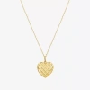 Fine Jewelry Womens 10k Gold Heart 18 Inch Pendant Necklace In Yellow