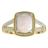 Fine Jewelry Womens 10k Gold Lab-created Opal & 1/5 Ct. T.w. Diamond Cocktail Ring In Transparent