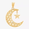 Fine Jewelry Womens 10k Gold Moon Pendant In Transparent