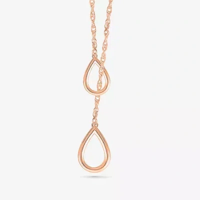 Fine Jewelry Womens 10k Rose Gold 18 Inch Y Necklace In Transparent