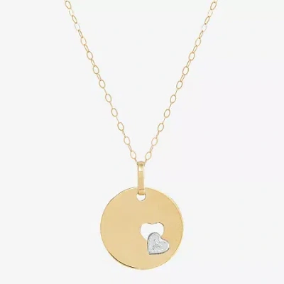 Fine Jewelry Womens 10k Two Tone Gold Circle Heart 18 Inch Pendant Necklace In Transparent