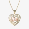 Fine Jewelry Womens 10k Two Tone Gold Heart 18 Inch Pendant Necklace In Transparent