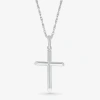 Fine Jewelry Womens 10k White Gold Cross 18 Inch Pendant Necklace In Transparent