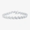 Fine Jewelry Womens 1/10 Ct. T.w. Diamond Tennis Bracelet In Sterling Silver Or 14k Gold Over Silver In Silver