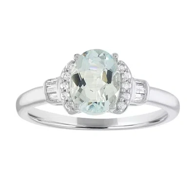 Fine Jewelry Womens 1/10 Ct. T.w. Genuine Blue Aquamarine 10k Gold Cocktail Ring
