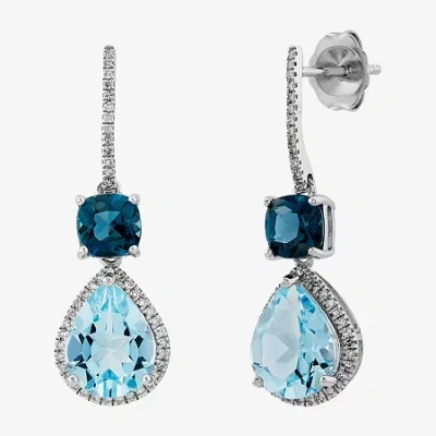 Fine Jewelry Womens 1/10 Ct. T.w. Genuine Blue Topaz Sterling Silver Drop Earrings
