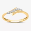 Fine Jewelry Womens 1/10 Ct. T.w. Lab Grown White Diamond 10k Gold Delicate Midi Cocktail Ring In Transparent