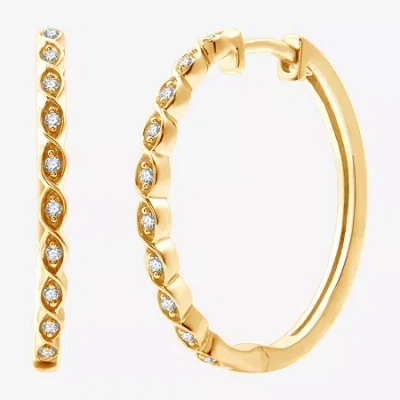 Fine Jewelry Womens 1/10 Ct. T.w. Lab Grown White Diamond 14k Gold Over Silver Sterling Silver 22mm Hoop Earrings In Transparent