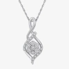 Fine Jewelry Womens 1/10 Ct. T.w. Lab Grown White Diamond Sterling Silver 18 Inch Pendant Necklace In Transparent