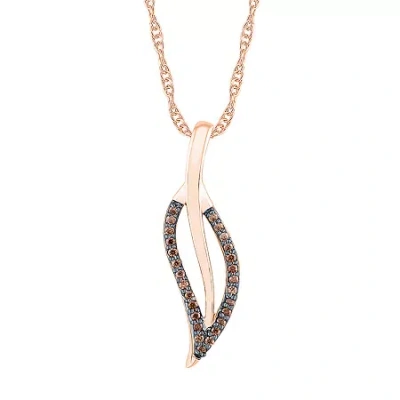 Fine Jewelry Womens 1/10 Ct. T.w. Natural Champagne Diamond 10k Rose Gold 18 Inch Pendant Necklace In Transparent