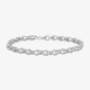Fine Jewelry Womens 1/10 Ct. T.w. Natural Diamond Sterling Silver 7.25 Inch Tennis Bracelet In Transparent