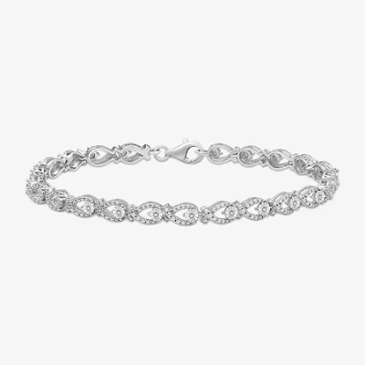 Fine Jewelry Womens 1/10 Ct. T.w. Natural Diamond Sterling Silver 7.25 Inch Tennis Bracelet In Transparent