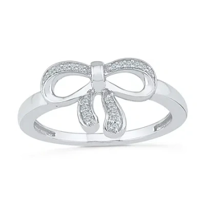Fine Jewelry Womens 1/10 Ct. T.w. Natural White Diamond 10k Gold Bow Cocktail Ring