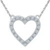 Fine Jewelry Womens 1/10 Ct. T.w. Natural White Diamond 10k Gold Heart 18 Inch Pendant Necklace In Transparent