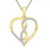 Fine Jewelry Womens 1/10 Ct. T.w. Natural White Diamond 10k Gold Heart 18 Inch Pendant Necklace In Transparent