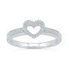 Fine Jewelry Womens 1/10 Ct. T.w. Natural White Diamond 10k Gold Heart Cocktail Ring In White