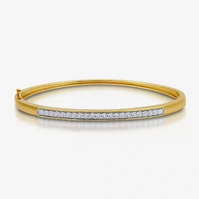 Fine Jewelry Womens 1/10 Ct. T.w. Natural White Diamond 14k Gold Over Silver Bangle Bracelet