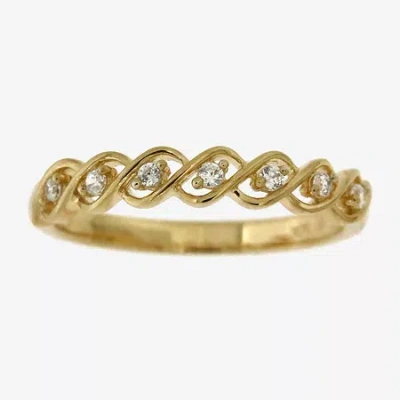 Fine Jewelry Womens 1/10 Ct. T.w. Natural White Diamond 14k Gold Over Silver Stackable Ring In Transparent