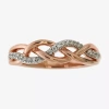 Fine Jewelry Womens 1/10 Ct. T.w. Natural White Diamond 14k Rose Gold Over Silver Cocktail Ring In Transparent
