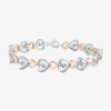 Fine Jewelry Womens 1/10 Ct. T.w. Natural White Diamond 14k Rose Gold Over Silver Heart 7.25 Inch Tennis Bracelet In Transparent