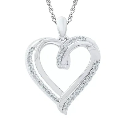 Fine Jewelry Womens 1/10 Ct. T.w. Natural White Diamond Sterling Silver 18 Inch Pendant Necklace In Transparent
