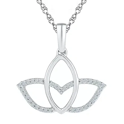 Fine Jewelry Womens 1/10 Ct. T.w. Natural White Diamond Sterling Silver 18 Inch Pendant Necklace In Transparent