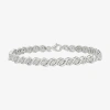 Fine Jewelry Womens 1/10 Ct. T.w. Natural White Diamond Sterling Silver 7.25 Inch Tennis Bracelet In Transparent