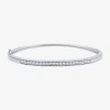 Fine Jewelry Womens 1/10 Ct. T.w. Natural White Diamond Sterling Silver Bangle Bracelet In Transparent