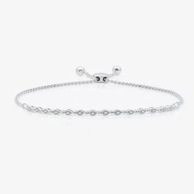 Fine Jewelry Womens 1/10 Ct. T.w. Natural White Diamond Sterling Silver Bolo Bracelet In Transparent