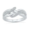 Fine Jewelry Womens 1/10 Ct. T.w. Natural White Diamond Sterling Silver Crossover Cocktail Ring In Transparent