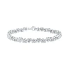 Fine Jewelry Womens 1/10 Ct. T.w. Natural White Diamond Sterling Silver Heart 7.5 Inch Tennis Bracelet In Transparent